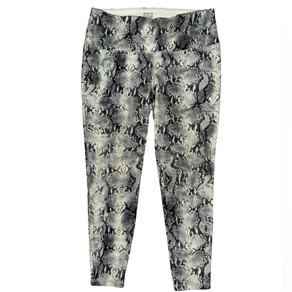 Chico's ZENERGY Black Gray Snake Print Full Length Leggings